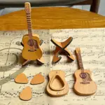 Personalized Wooden Guitar Pick Box – Acoustic Guitar-Shaped Holder & Stand - Image 2