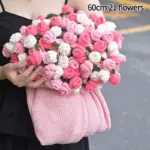 Hand-Knitted Rose Blanket DIY Kit & Ready-Made Gift for Mother's Day Valentine's Day - Image 6