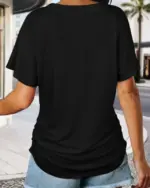 Women's Soft V-Neck Dolman T-Shirt – Loose Fit Side Ruching Flattering Top - Image 3