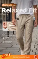 Men's Breathable Straight-Leg Trousers – Lightweight Cotton Blend Casual Pants